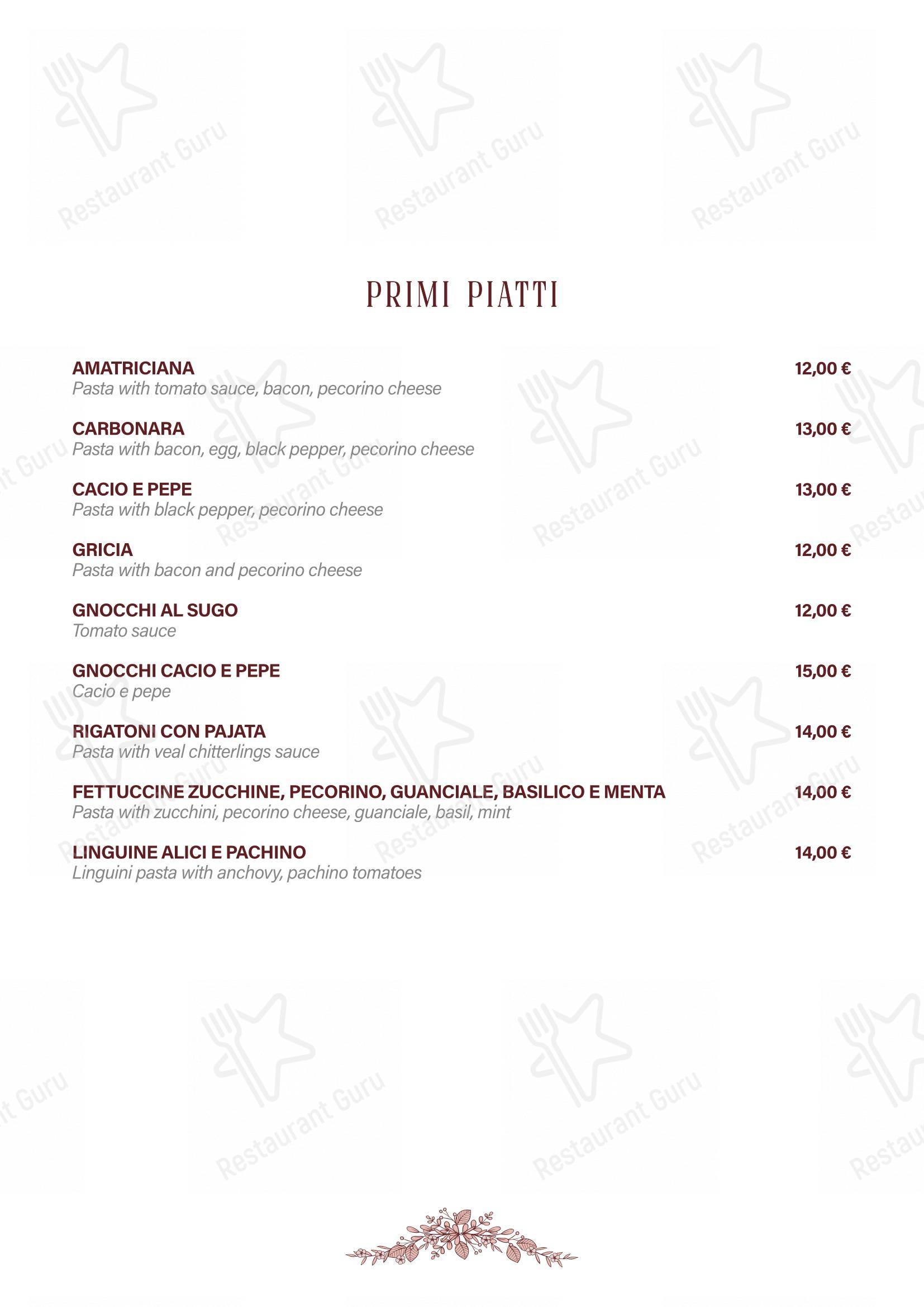 Casa Sceppa in Roma - Menu