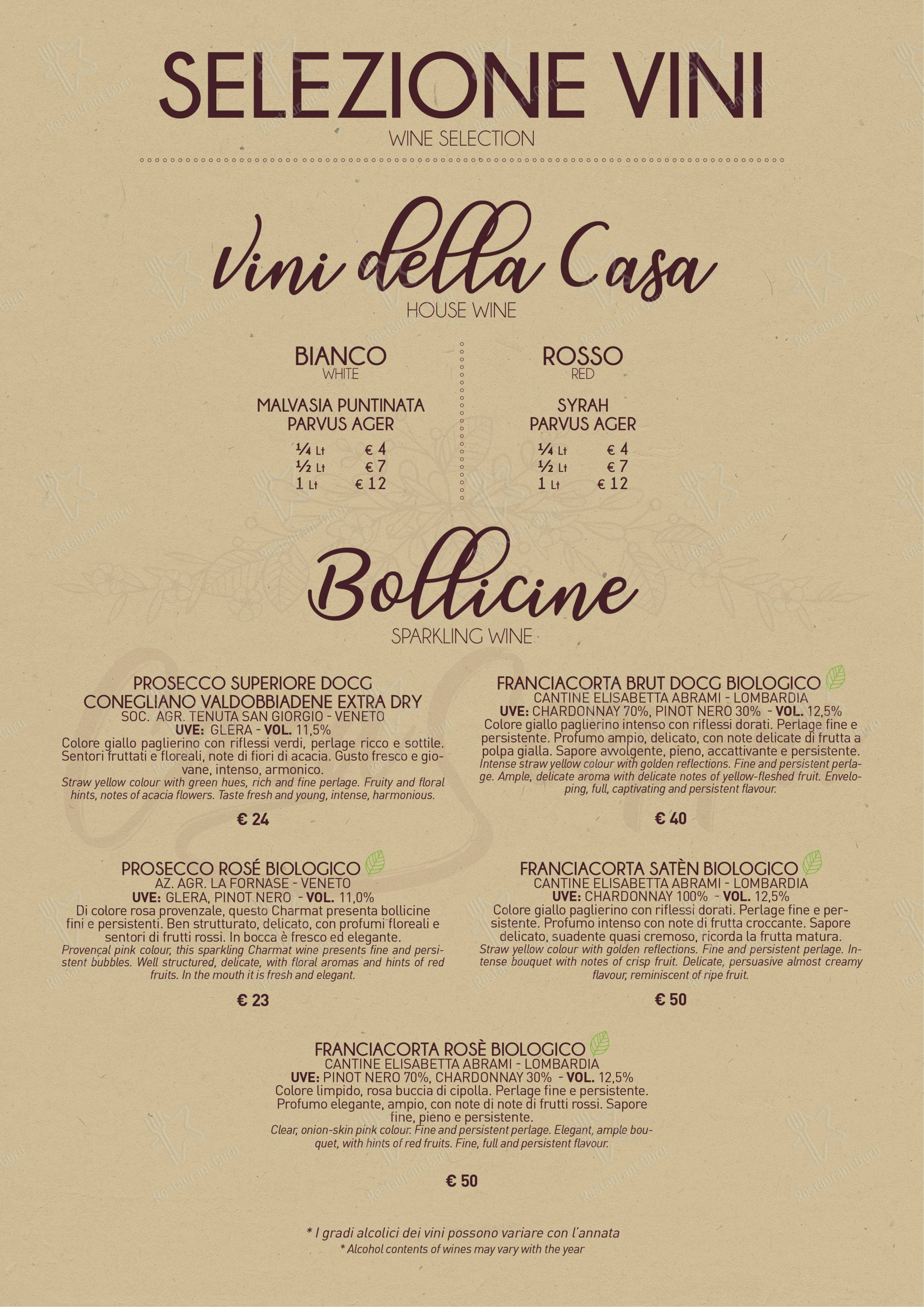 Menu di Casa Sceppa - Menu bar