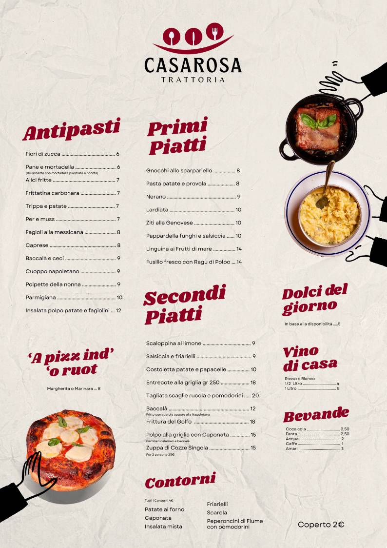 Menu di Trattoria Casa Rosa Maddaloni 