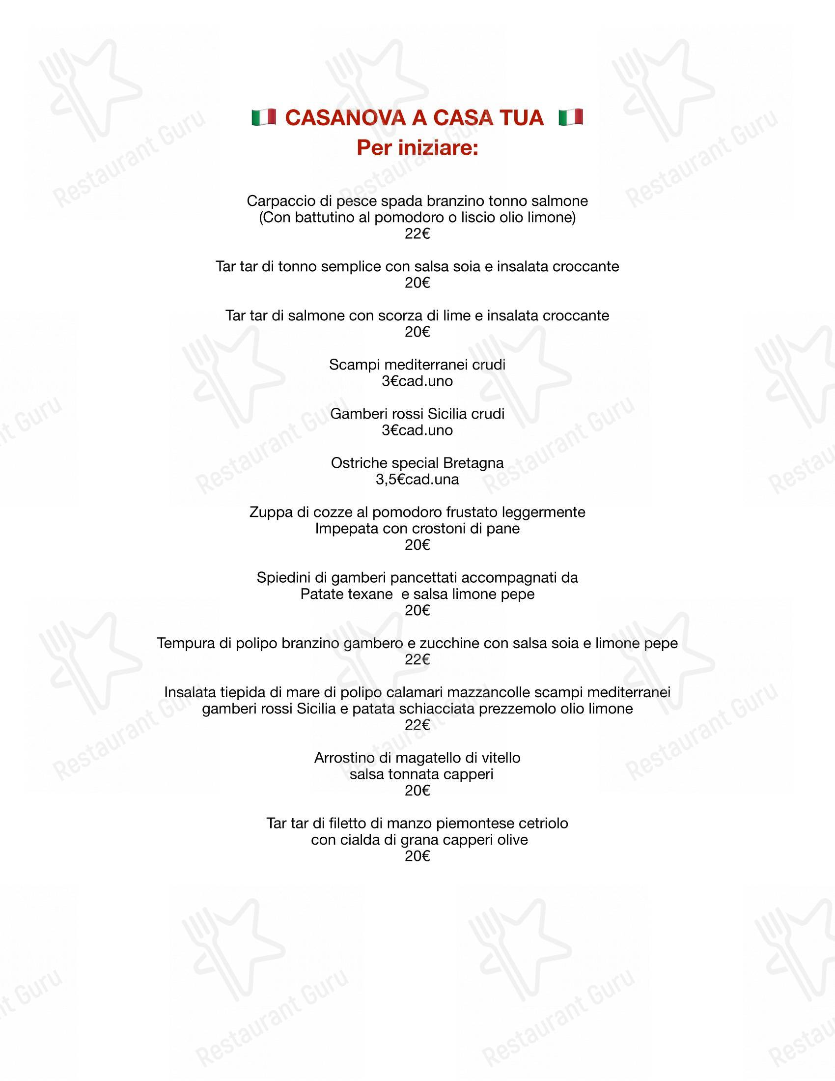 Ristorante Casanova in Curno - Menu bar