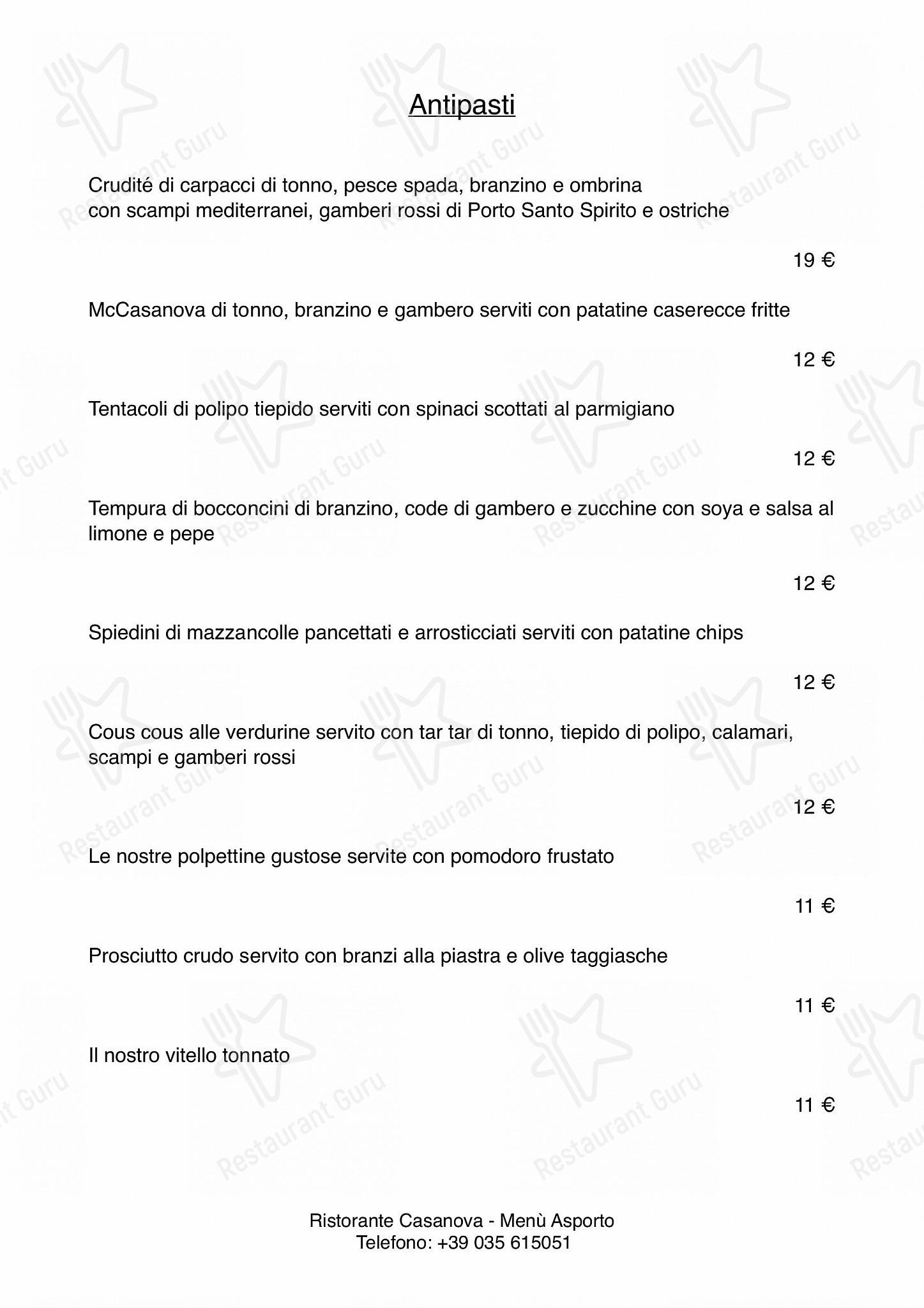 Основное меню per Ristorante Casanova in Curno