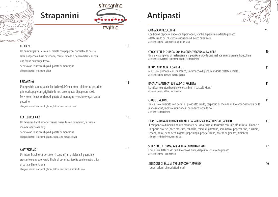 Menu di Le Tre Porte 