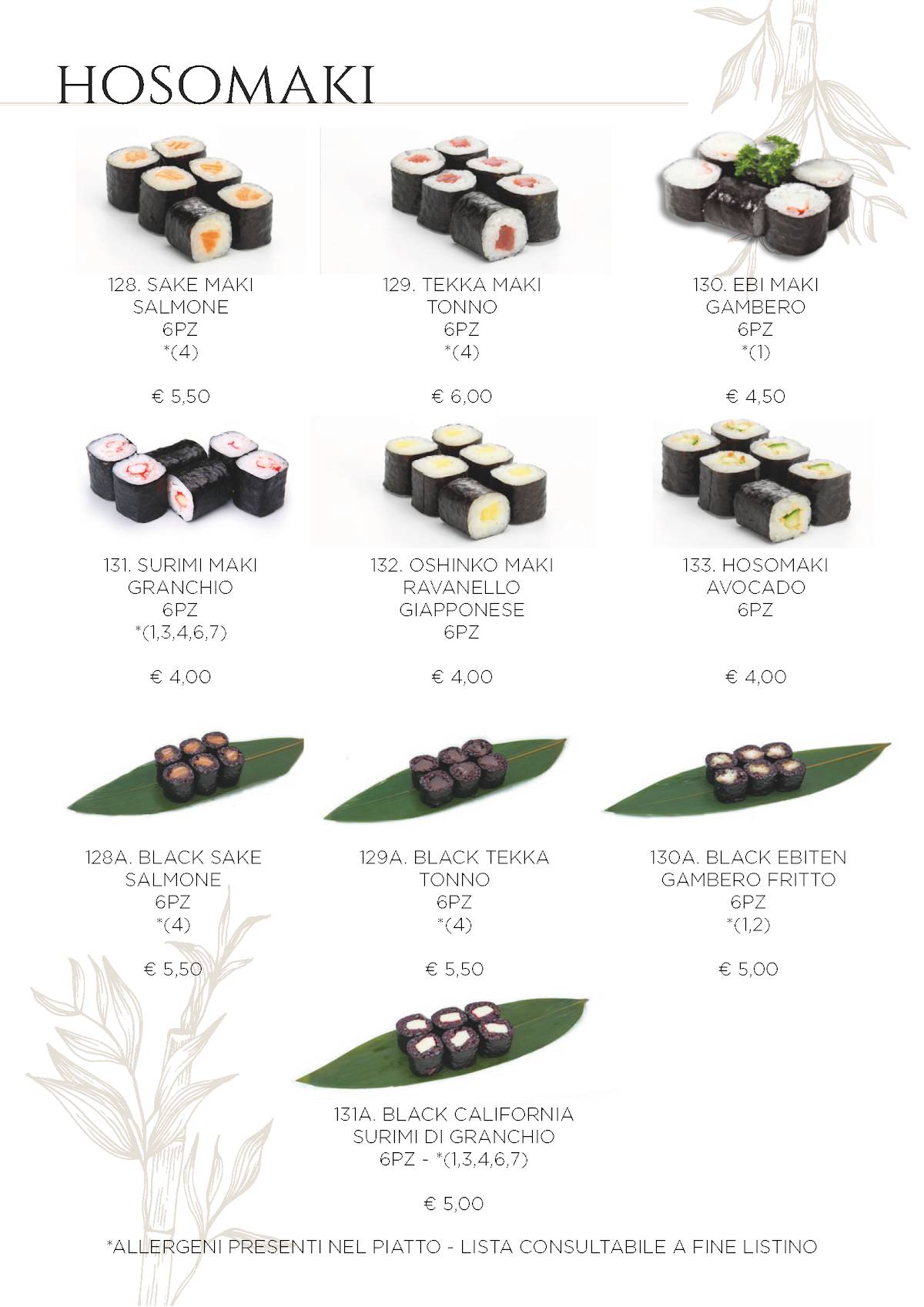 Menu di Ristorante Orientale Huan 