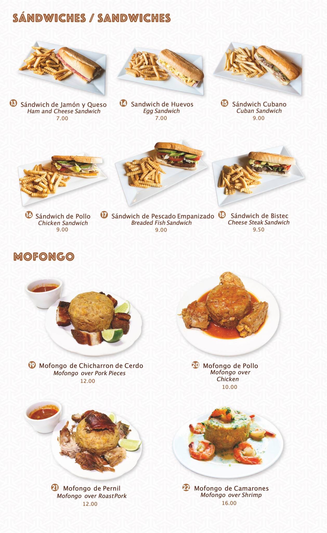 Menu at Castillo Restaurant, Passaic