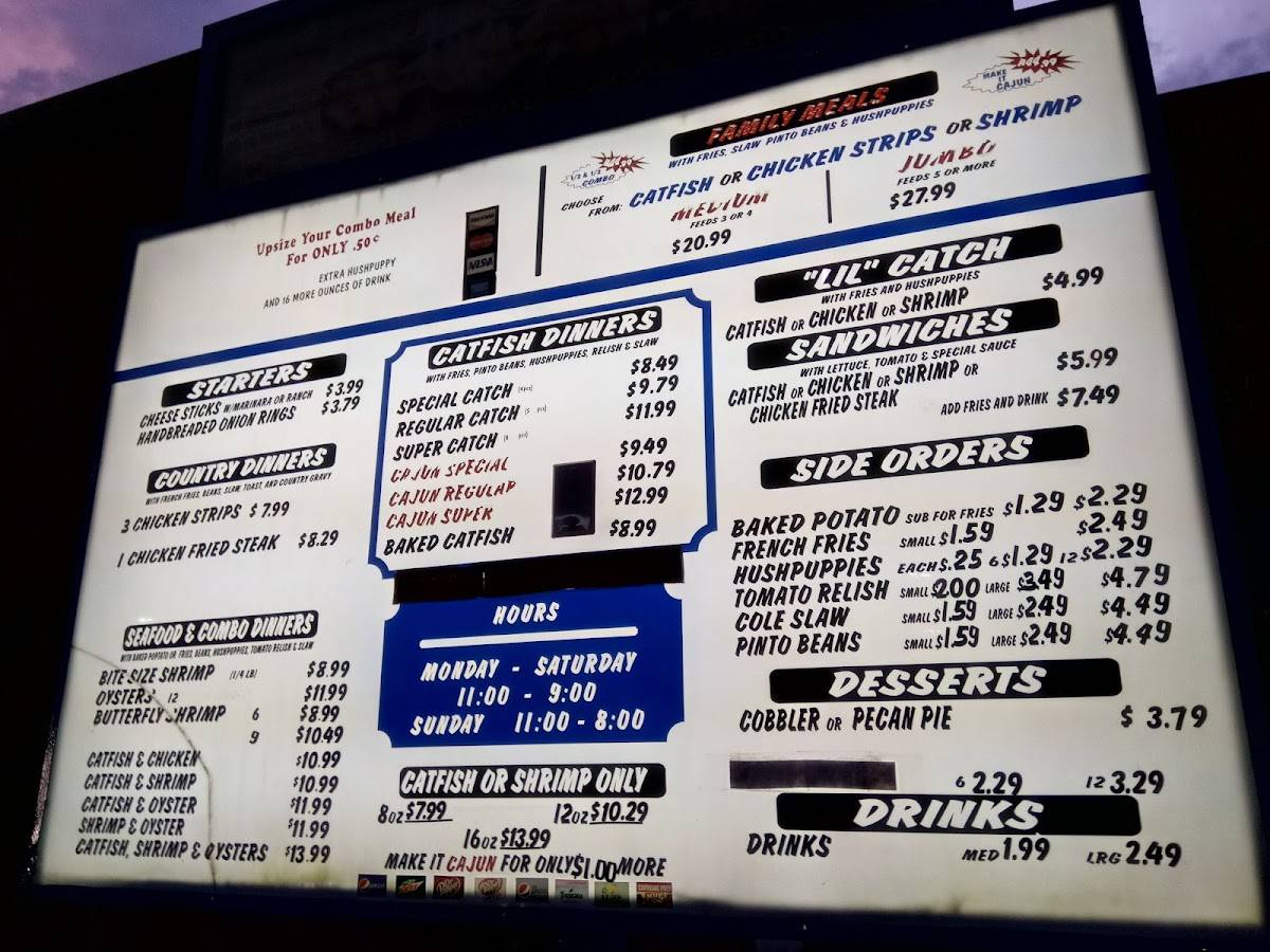 Menu at Catfish King fast food, Tyler