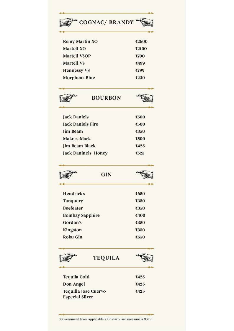 Cavern Bar & Kitchen menu