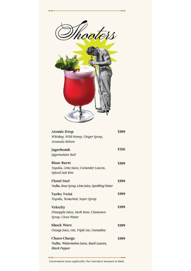 Cavern Bar & Kitchen menu