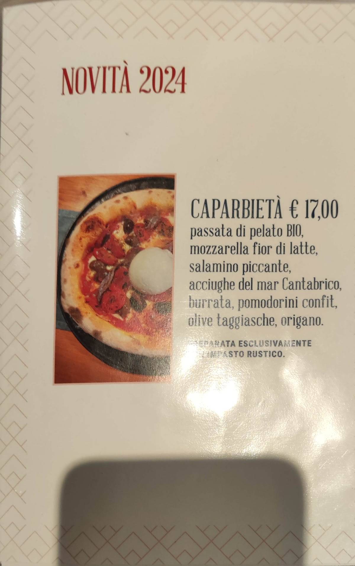 Menu di Pizzeria C'è o non C'è 
