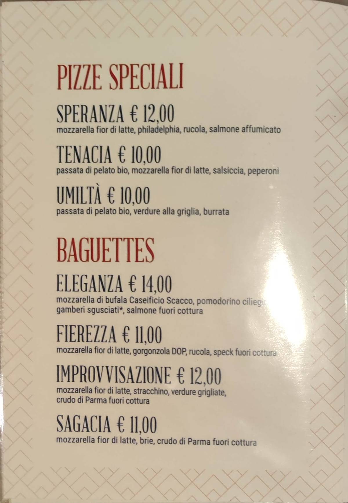Menu di Pizzeria C'è o non C'è 