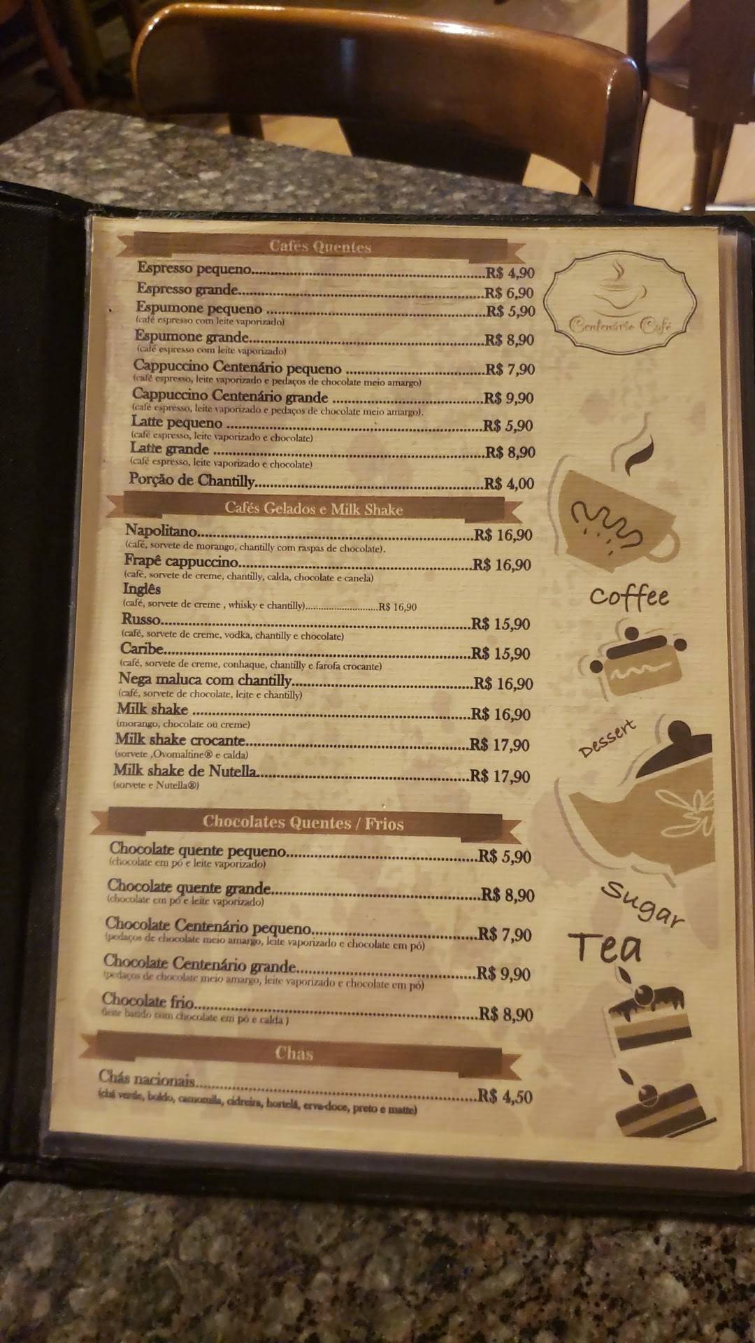 Centenário Café cardápio