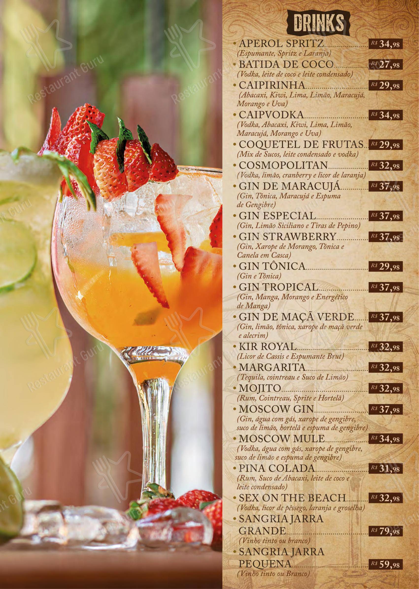 Centro Gastronômico Recanto em Teresópolis - Menu