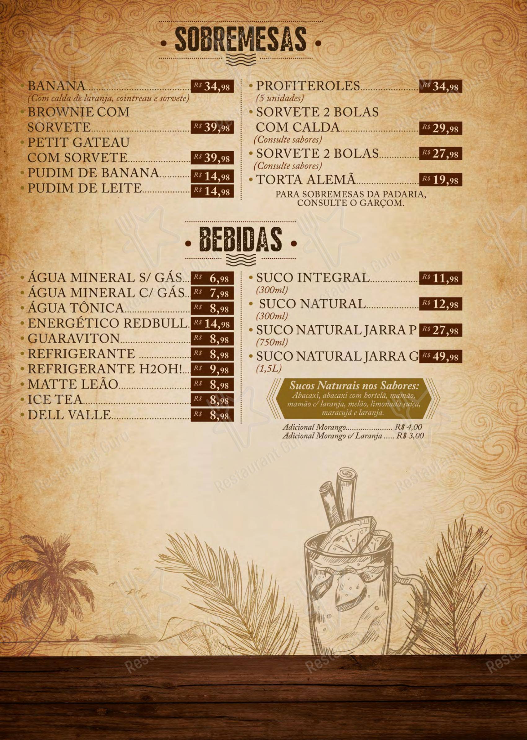 Centro Gastronômico Recanto - Menu