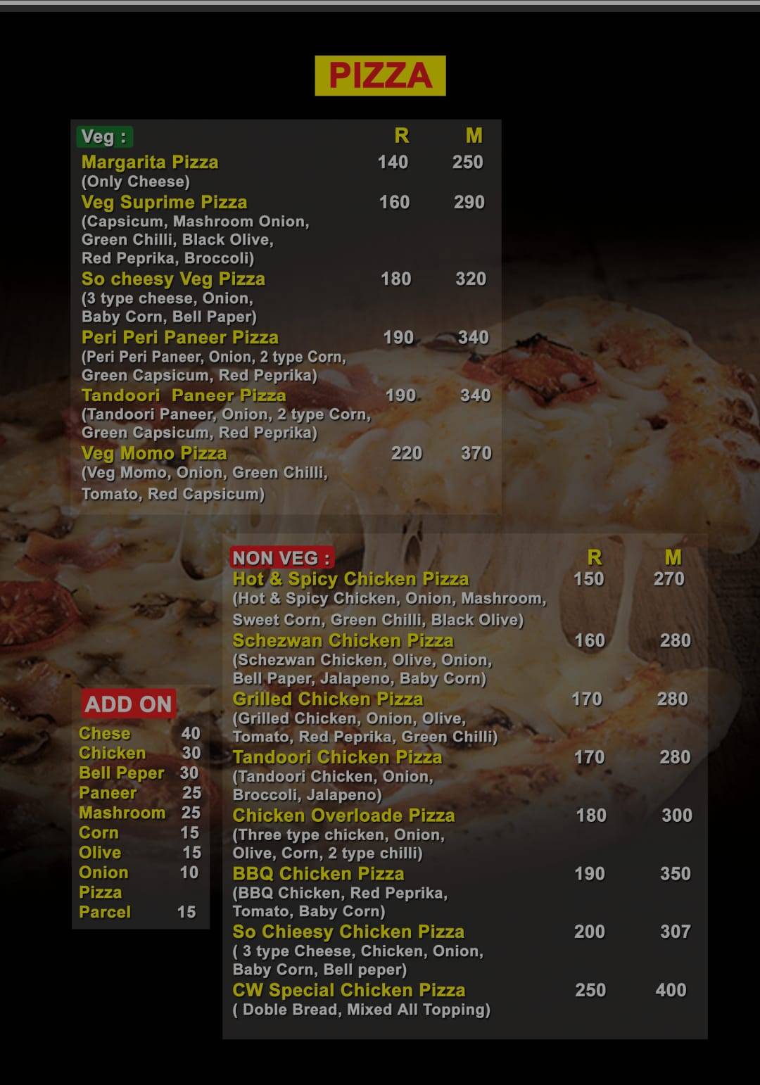 Cha World menu
