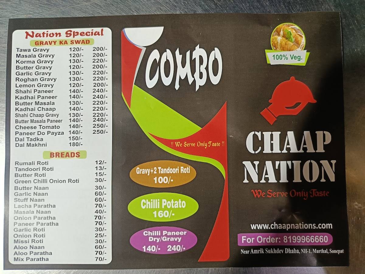 Chaap Nation menu