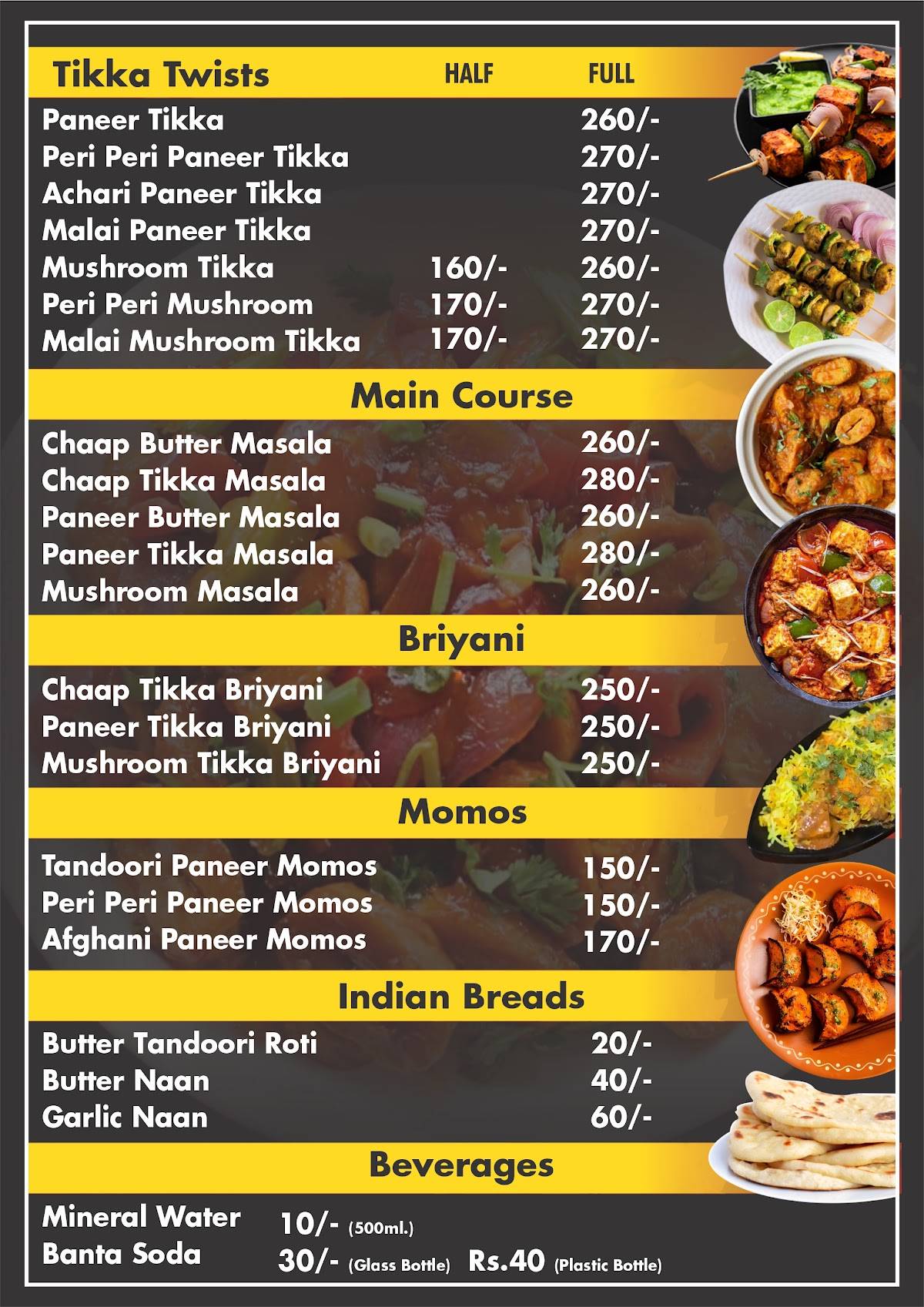 Chaap On Wheels menu