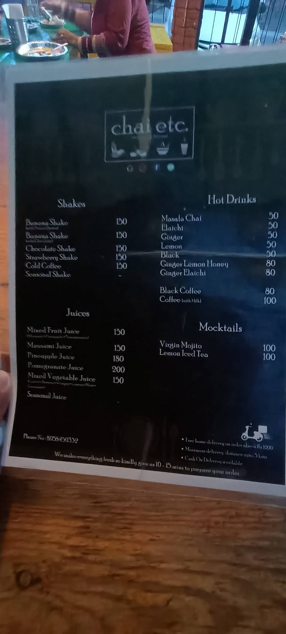 Chai Etc. menu