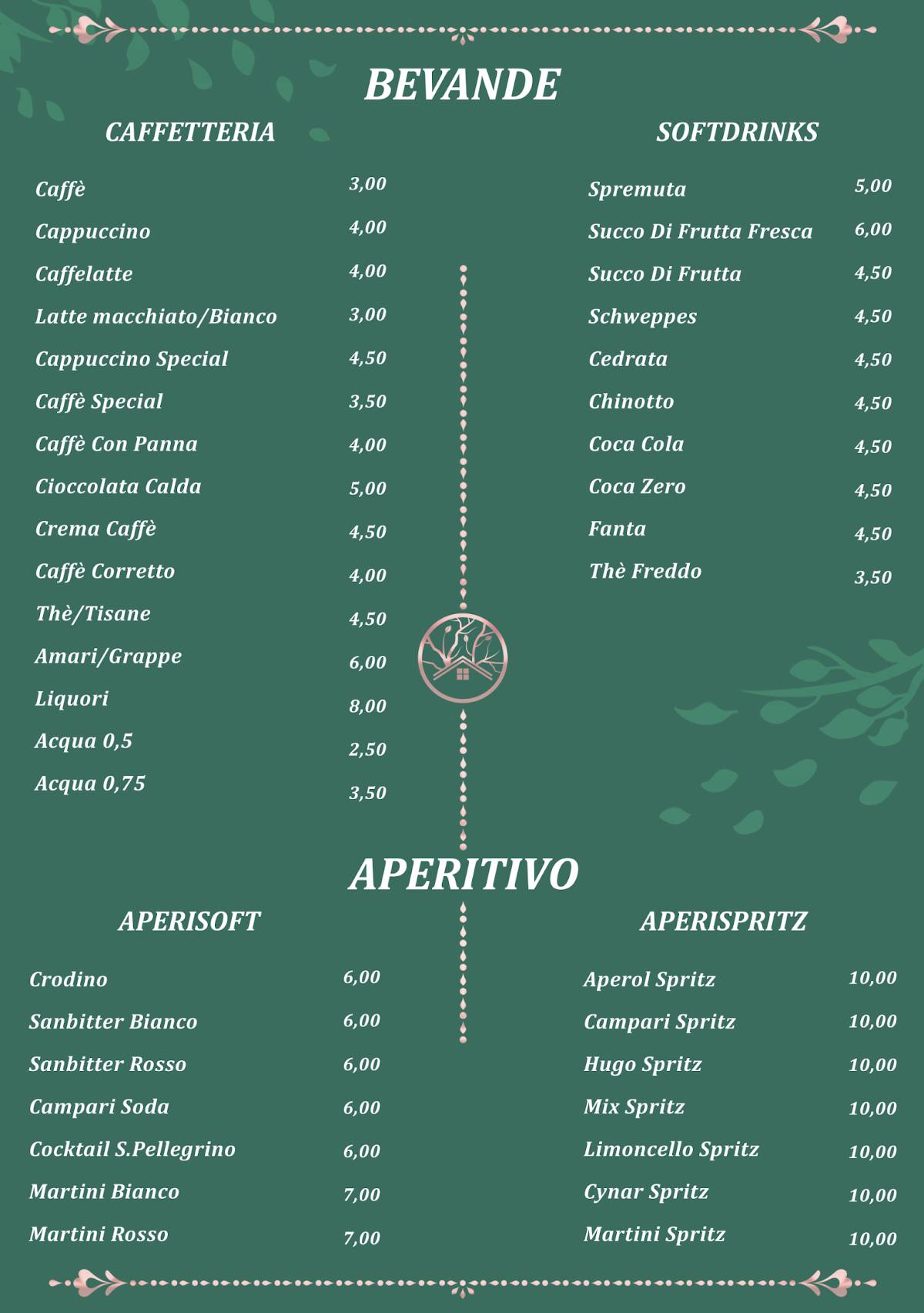 Menu di Chalet Verde Rosa's 