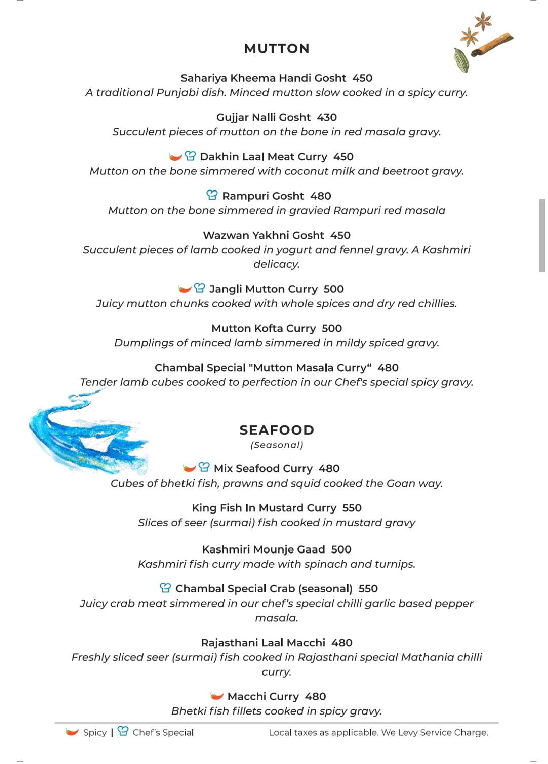 Chambal Restobar menu