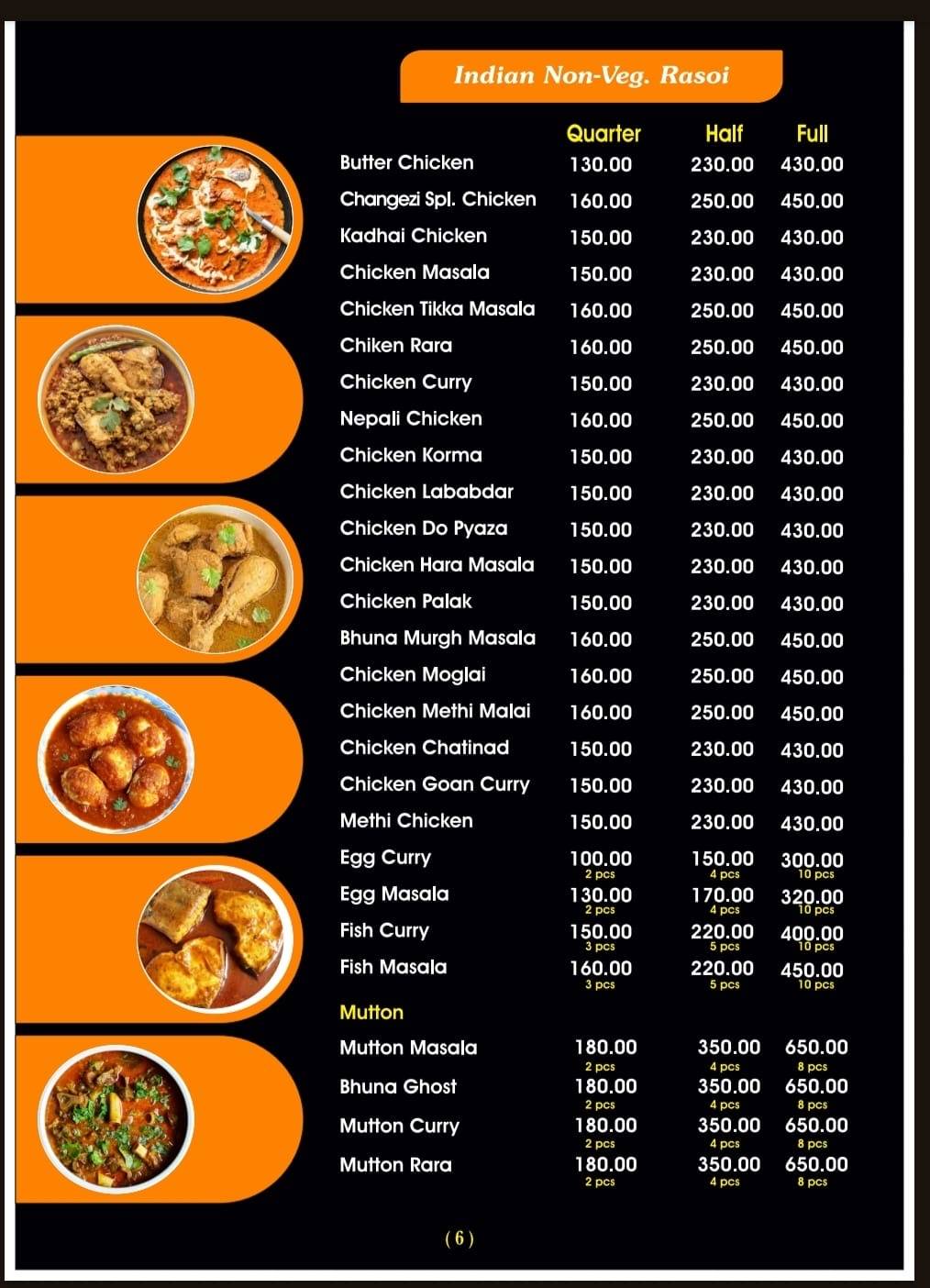 Changezi Restaurant menu