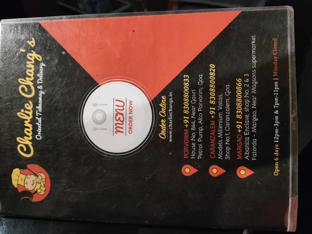 Charlie Chang’s Caranzalem menu