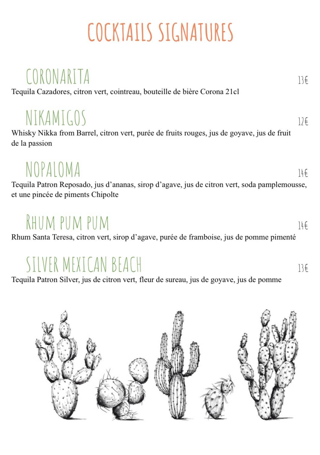 Menu de Nopal