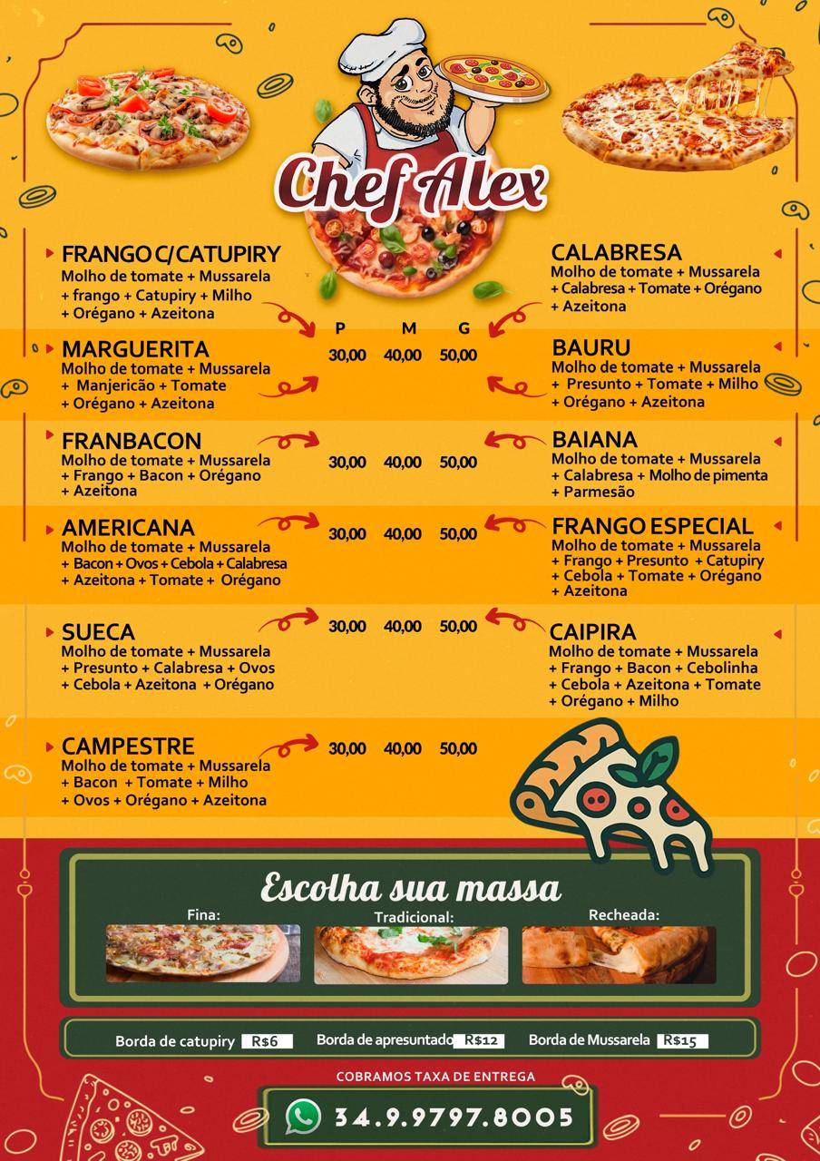 Chef Alex Pizzaria cardápio