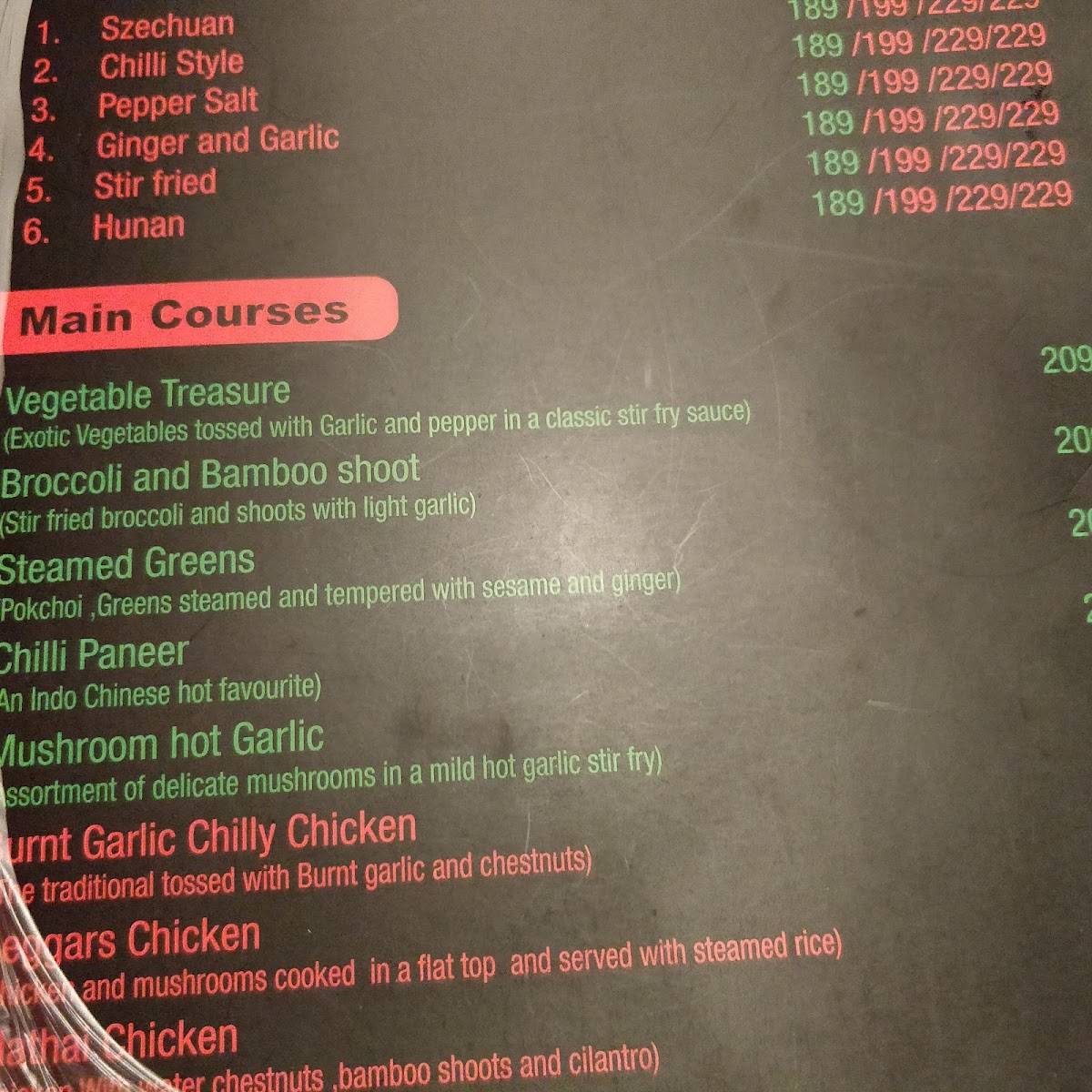 Tago Restaurant menu