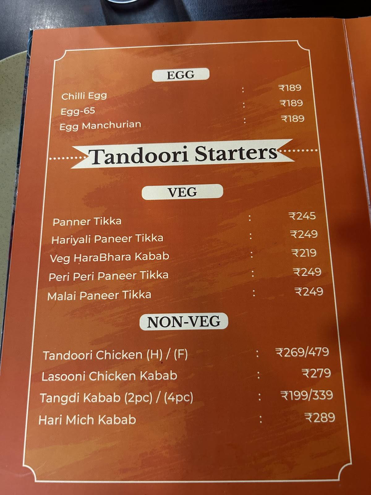 Golcondas Restaurant menu