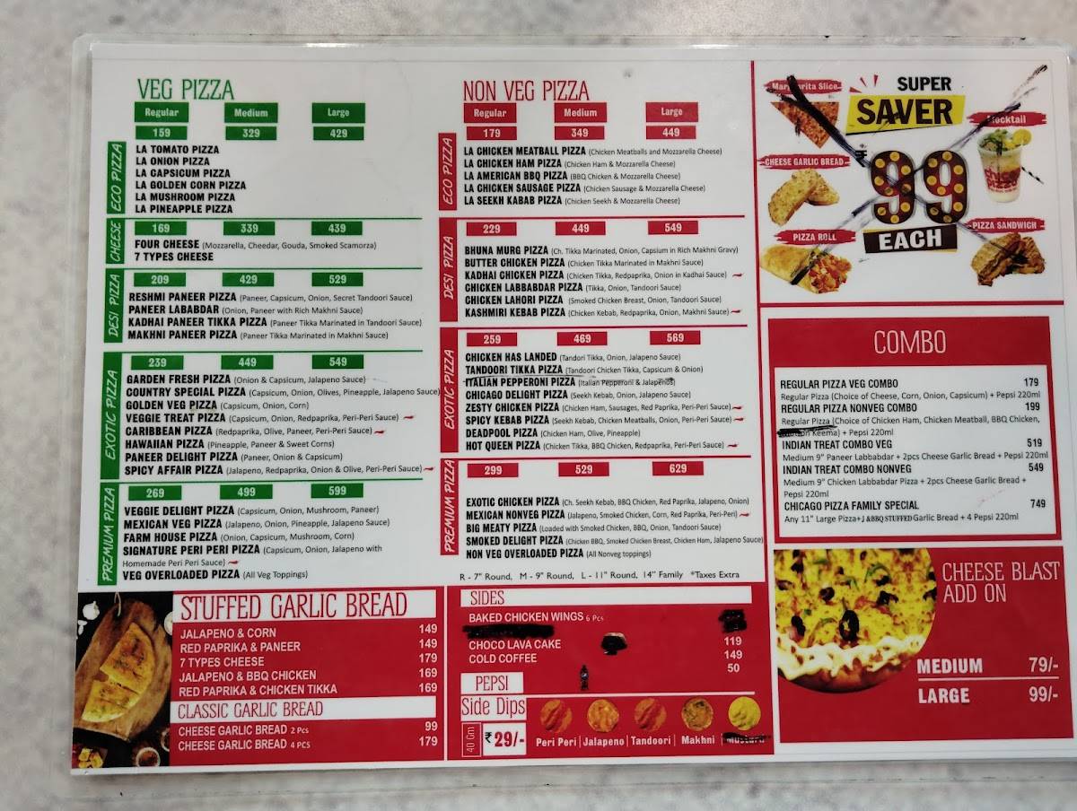 Chicago Pizza menu