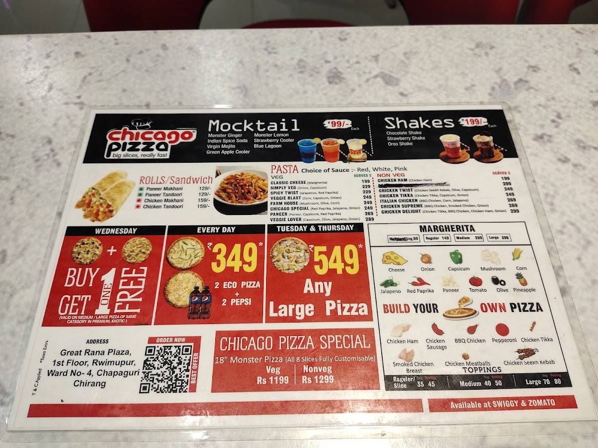 Chicago Pizza menu