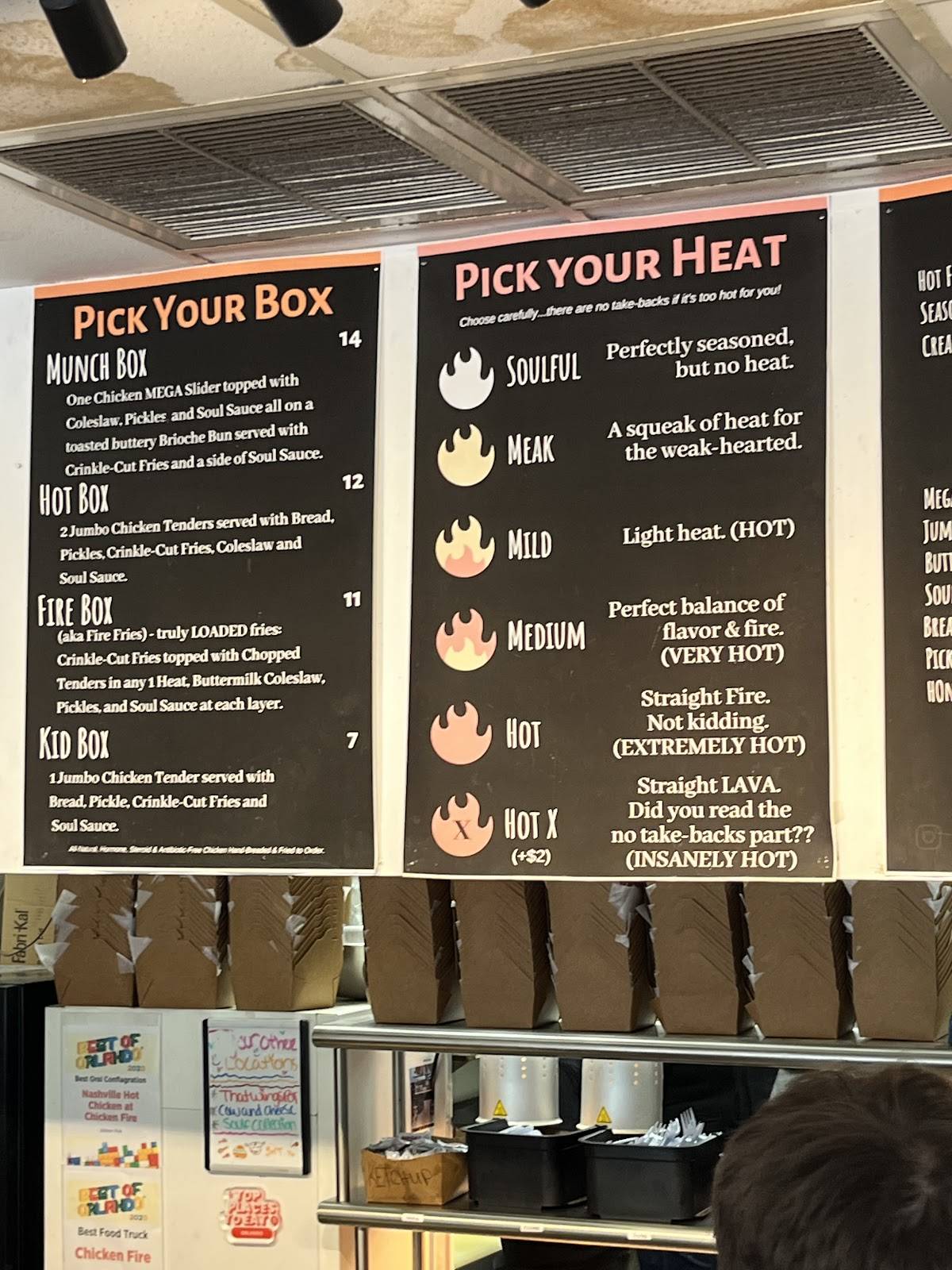 Menu at Chicken Fire restaurant, Orlando