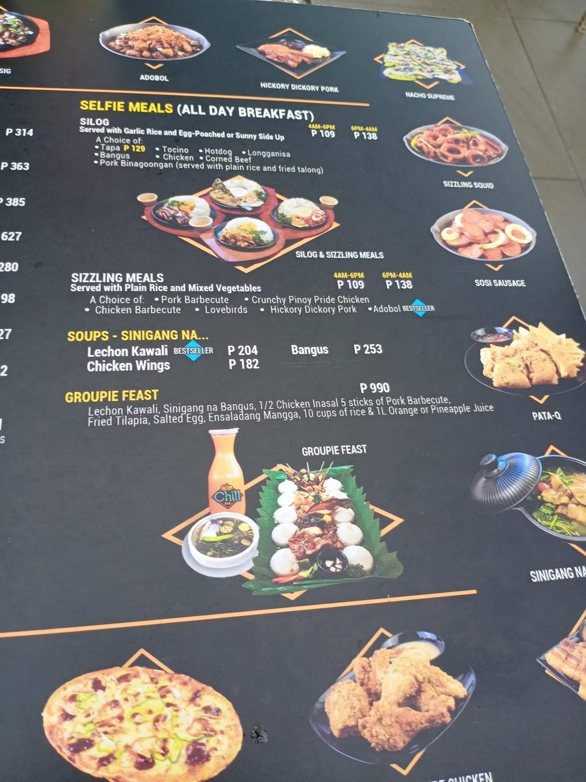 Menu at Chill Top Cubao Roofdeck Restobar, Quezon City, 266 P. Tuazon