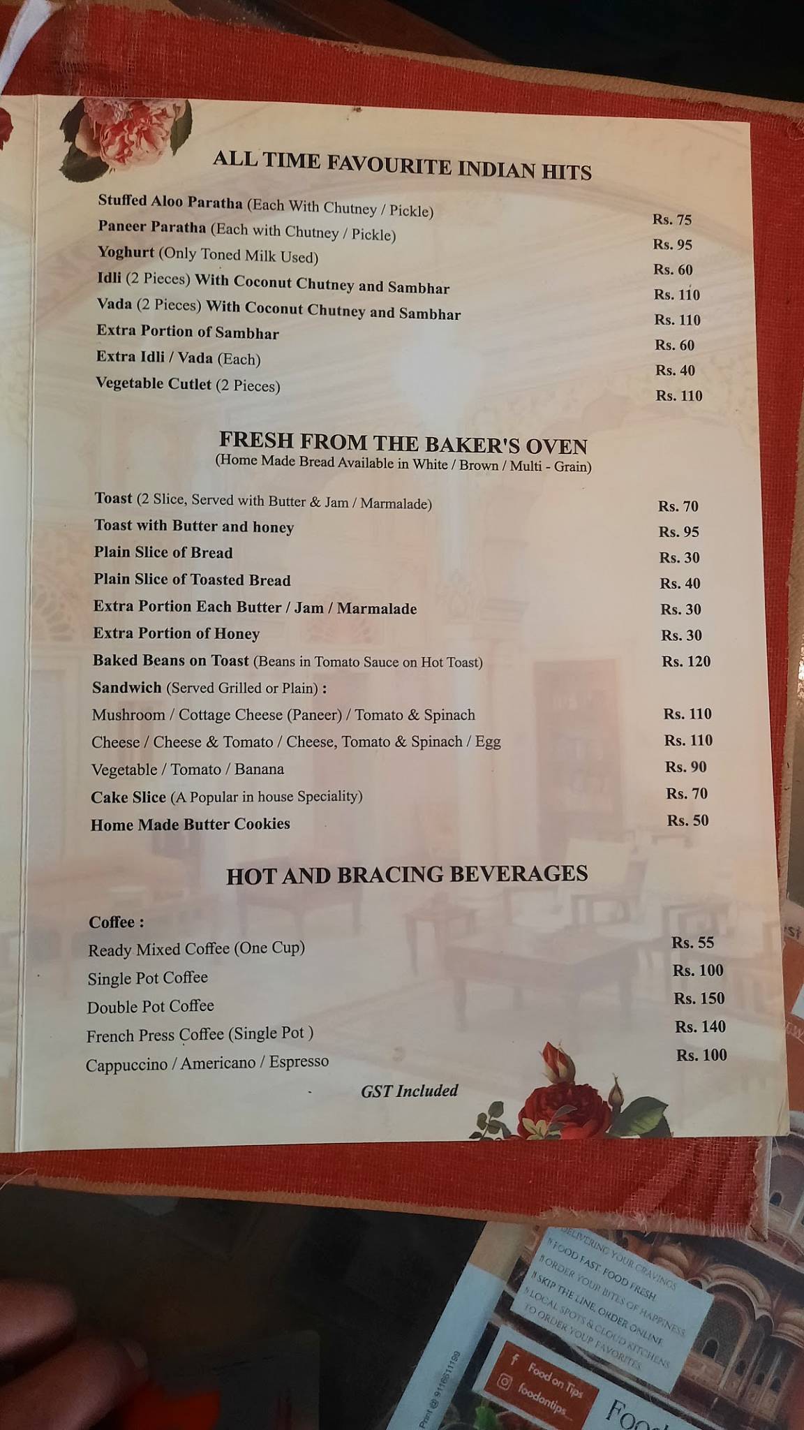 Chitra Cafe menu