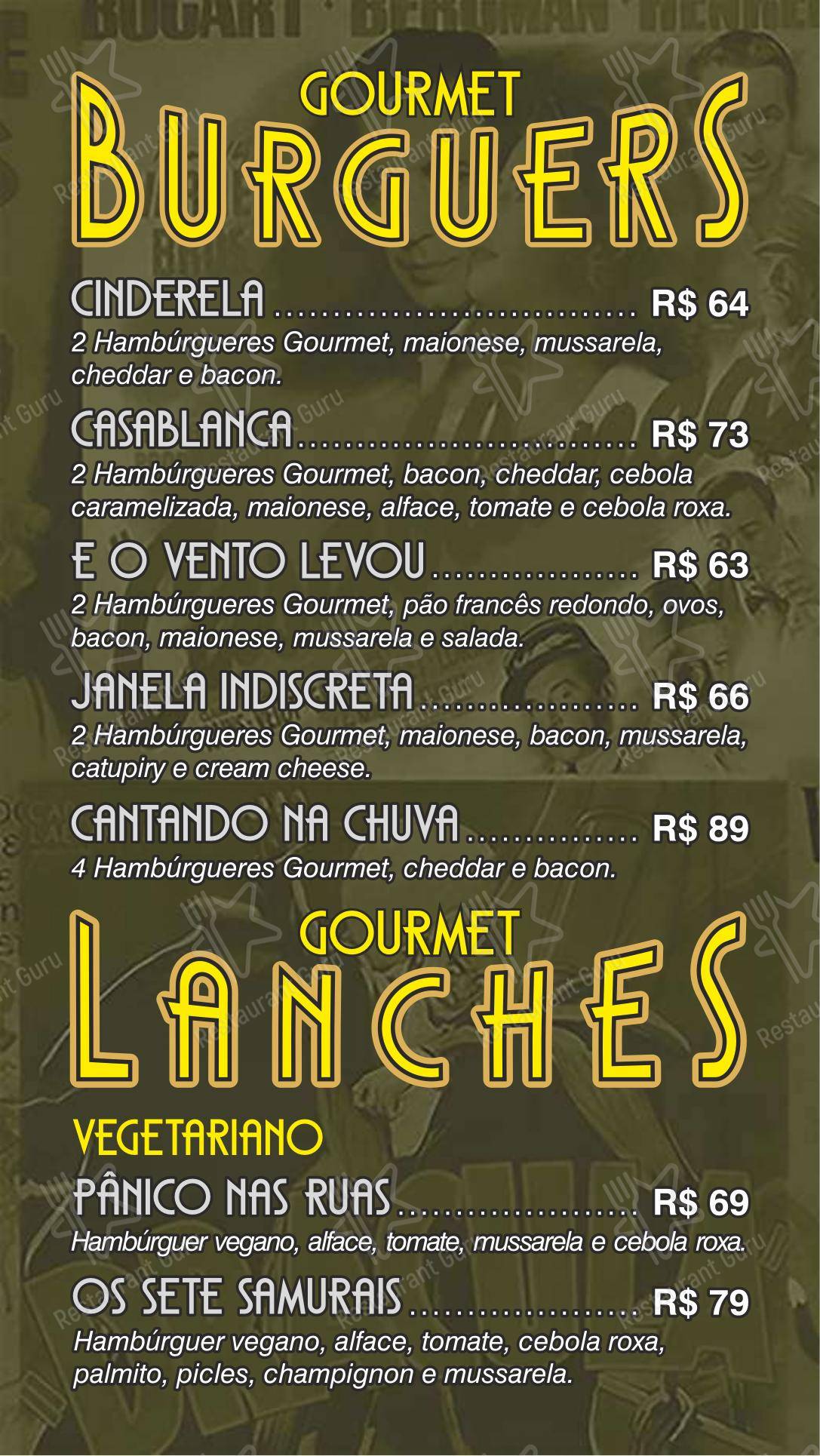 Menu para Cine Café Del em Águas de Lindóia