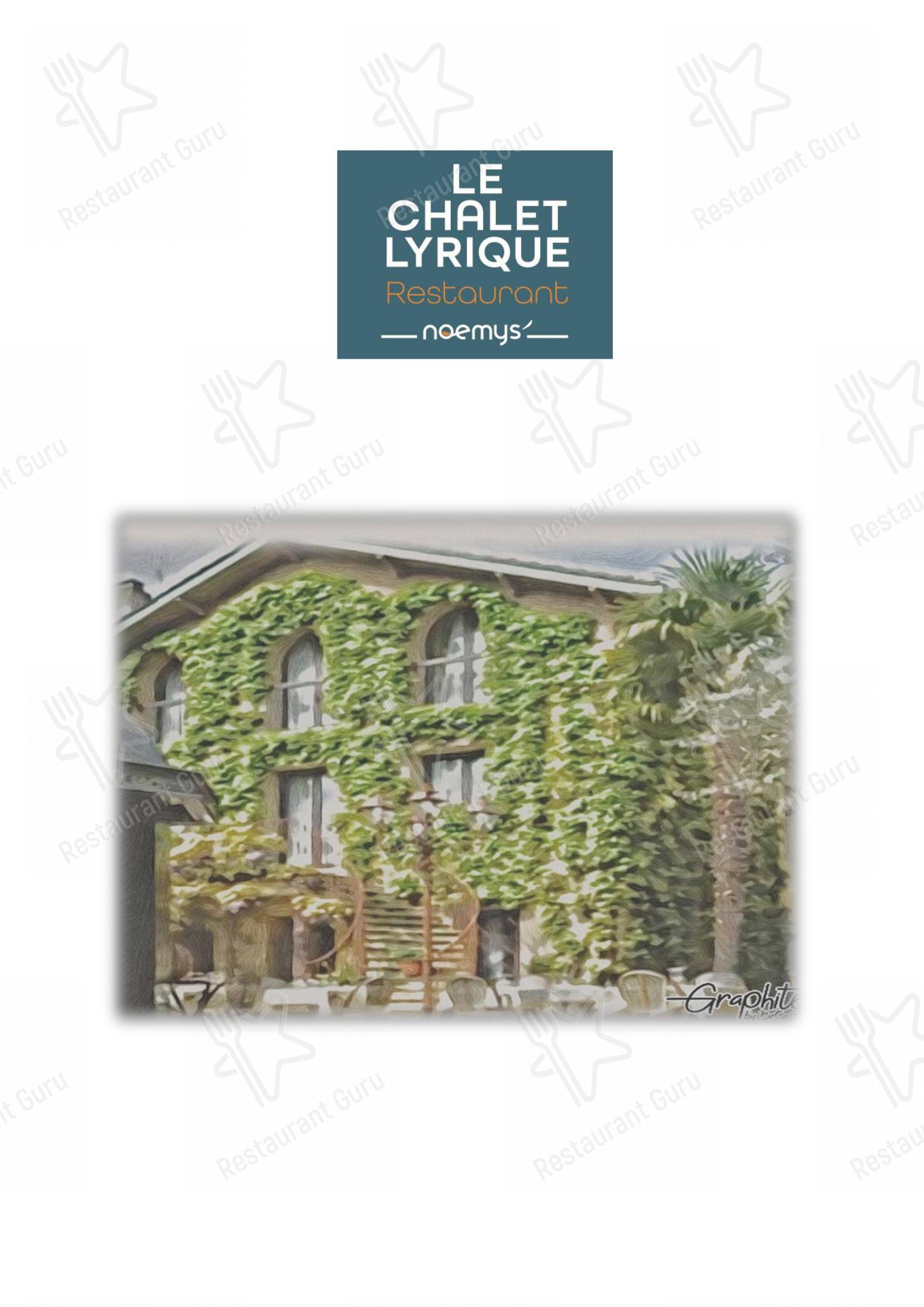 Menu pour Logis hotel Noemys Gradignan - restaurant Le Chalet Lyrique pub et bar