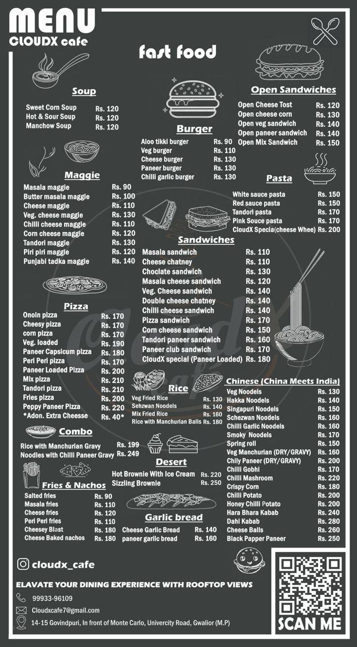 CloudX_Cafe menu