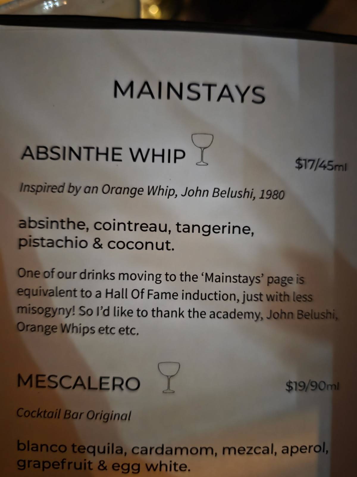Menu de Cocktail Bar