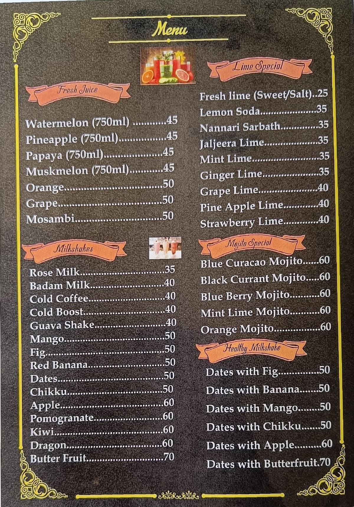 Coffee Talk menu