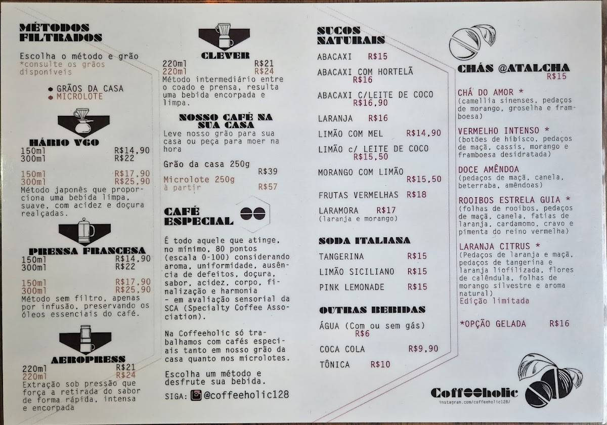 Coffeeholic cardápio