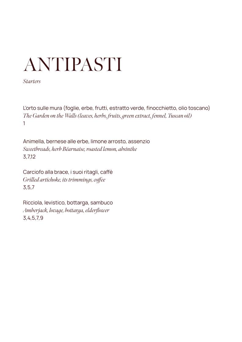 Menu de Barbagianni Fine Dining