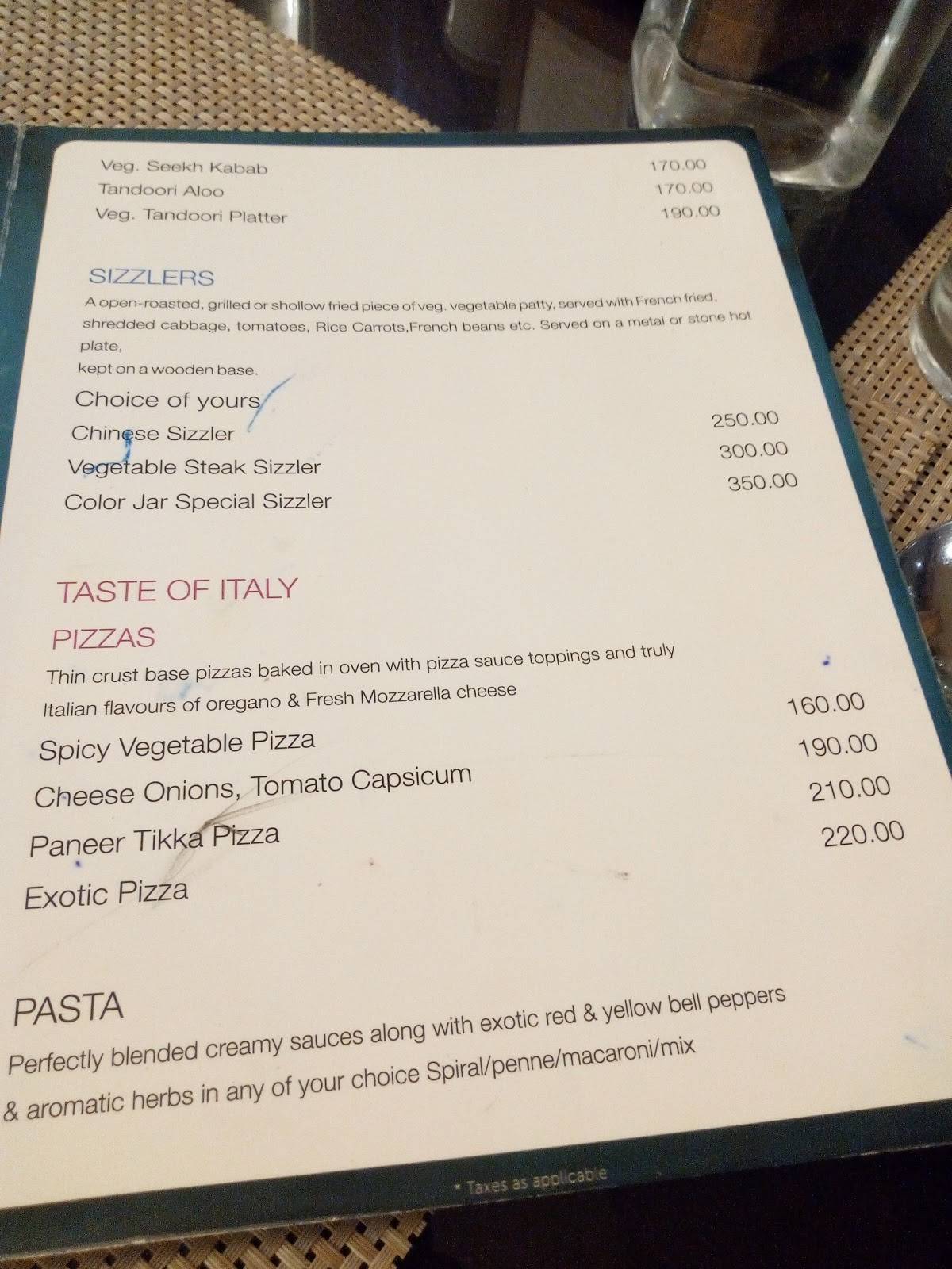 Color Jar - Pure Veg Restaurant menu
