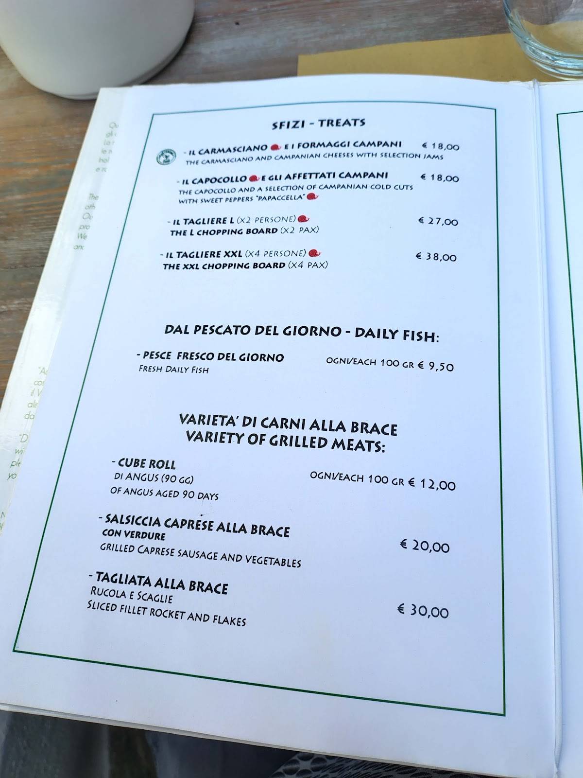 Menu di Columbus Capri Bar Ristorante 