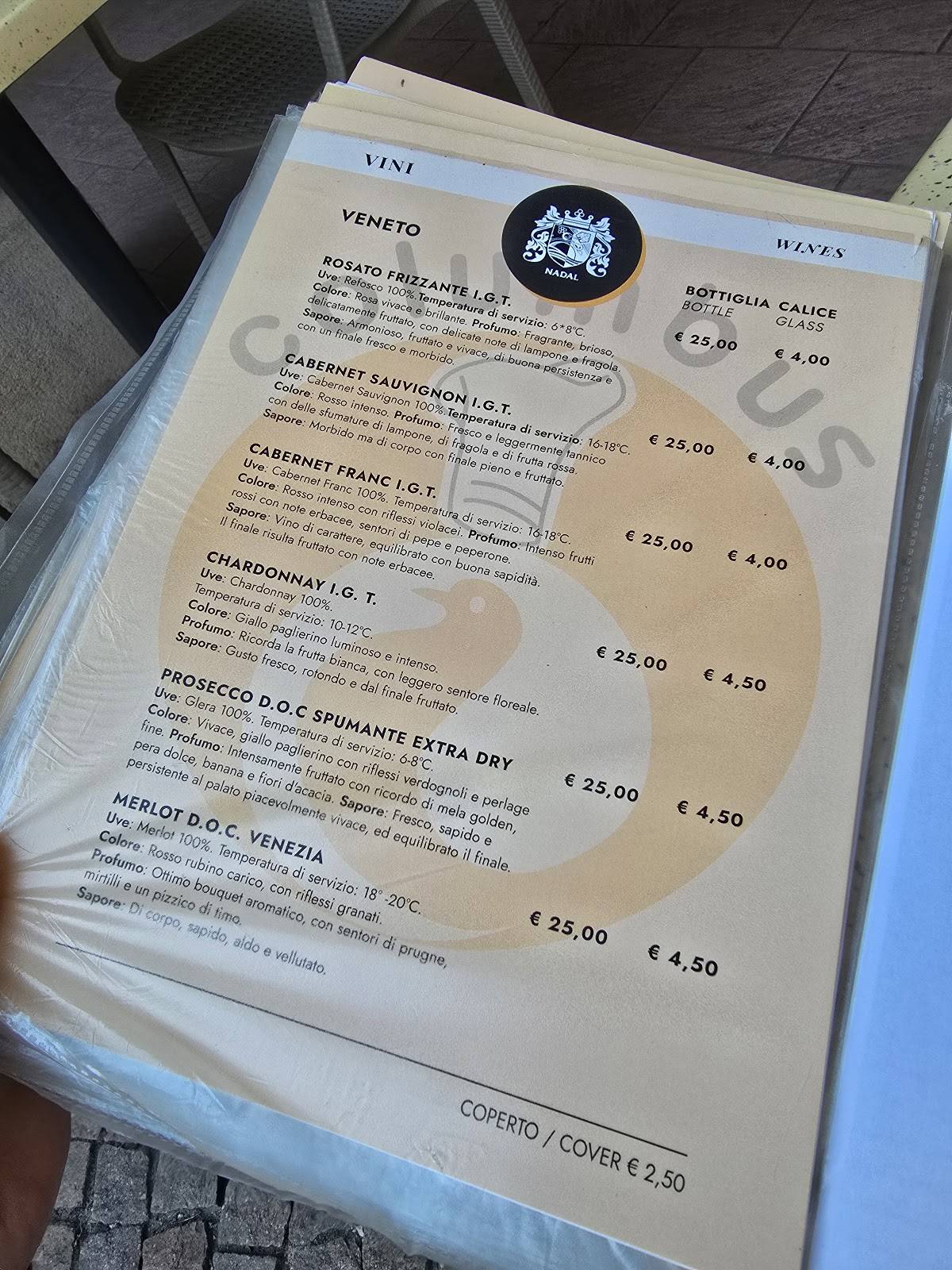 Menu di Columbus Capri Bar Ristorante 