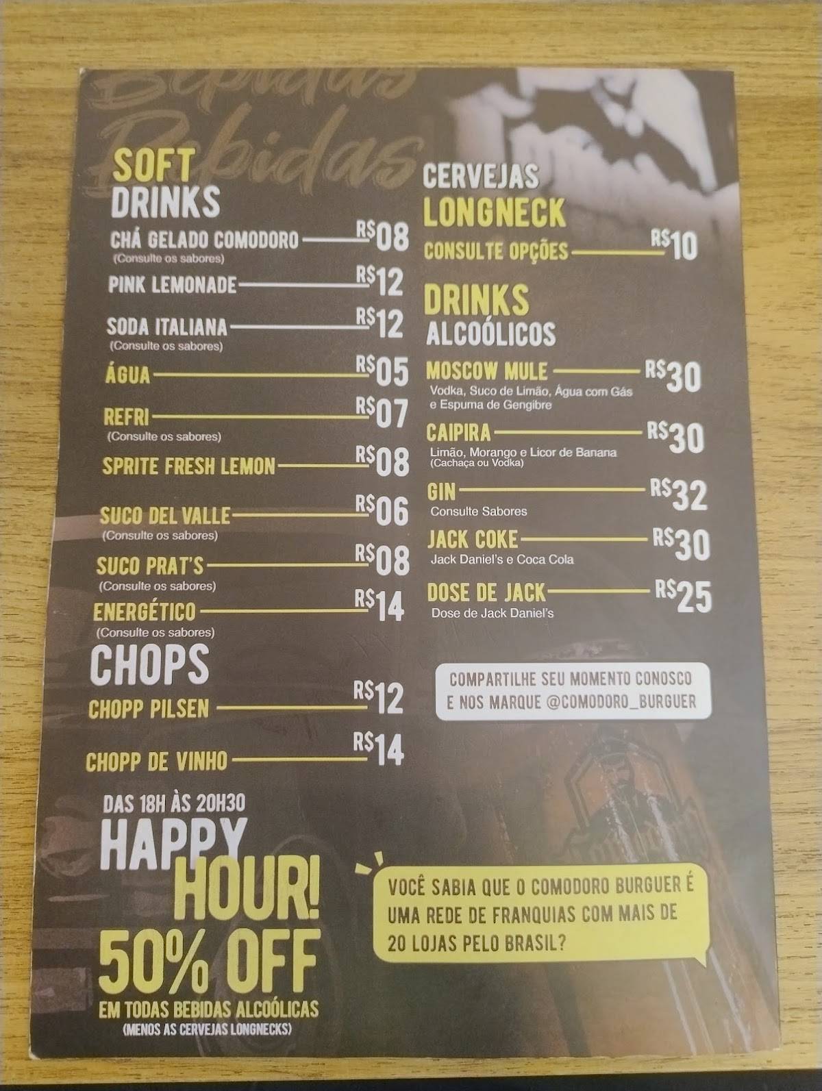 Comodoro Burguer - Umbará cardápio