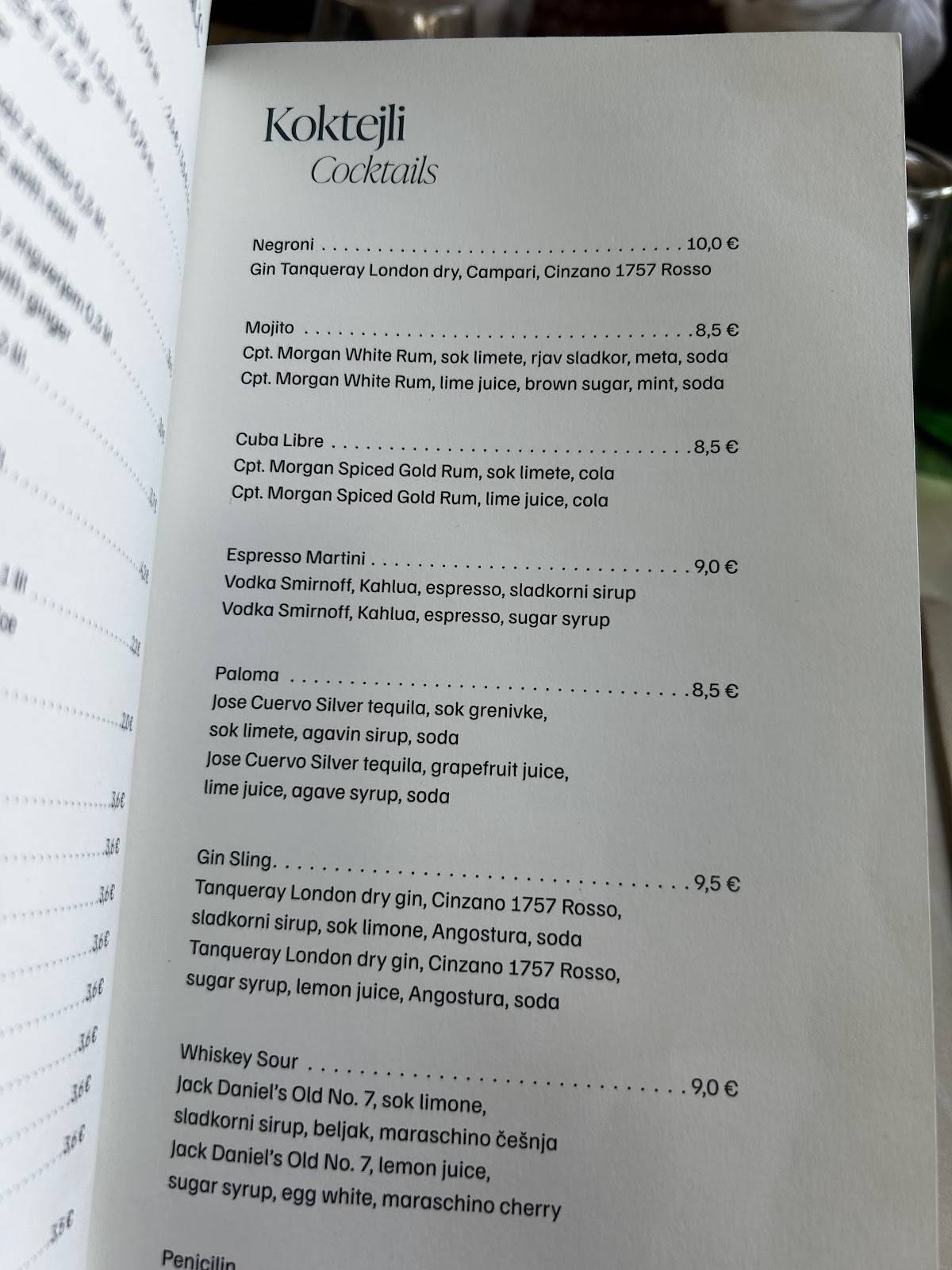 Menu di Compa Restaurant Okrepčevalnica Čompa 