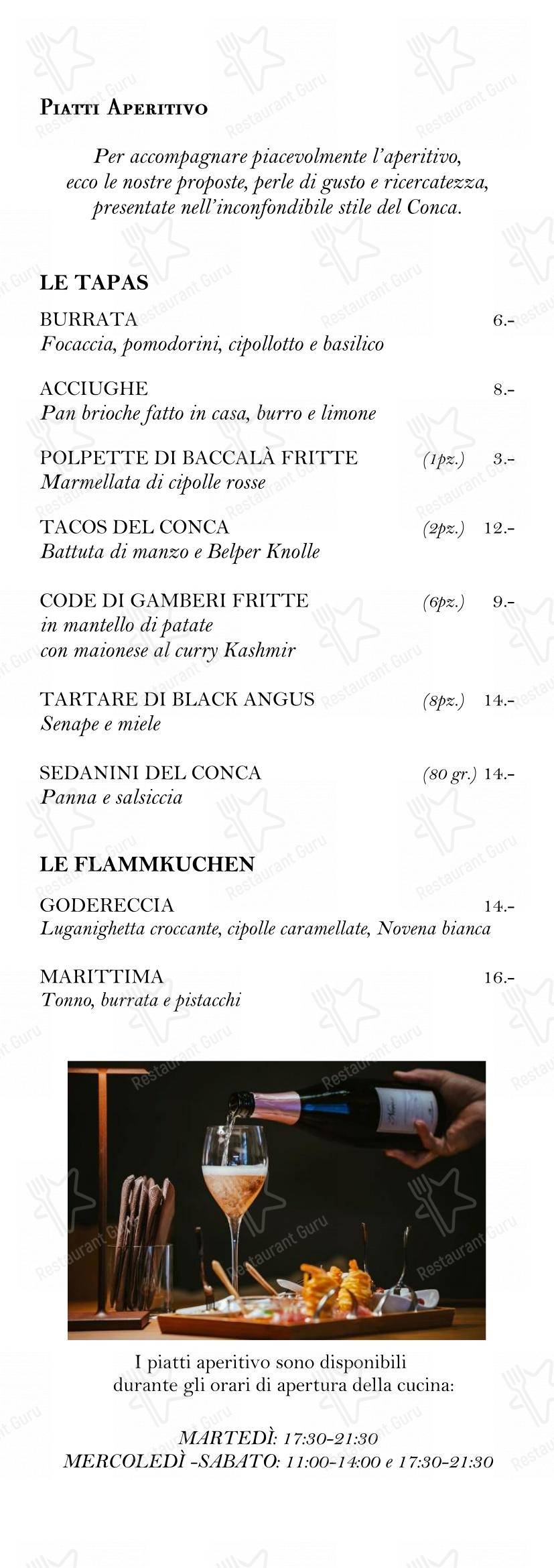 Conca Bella Boutique Hotel & Wine Experience in Vacallo - Menu