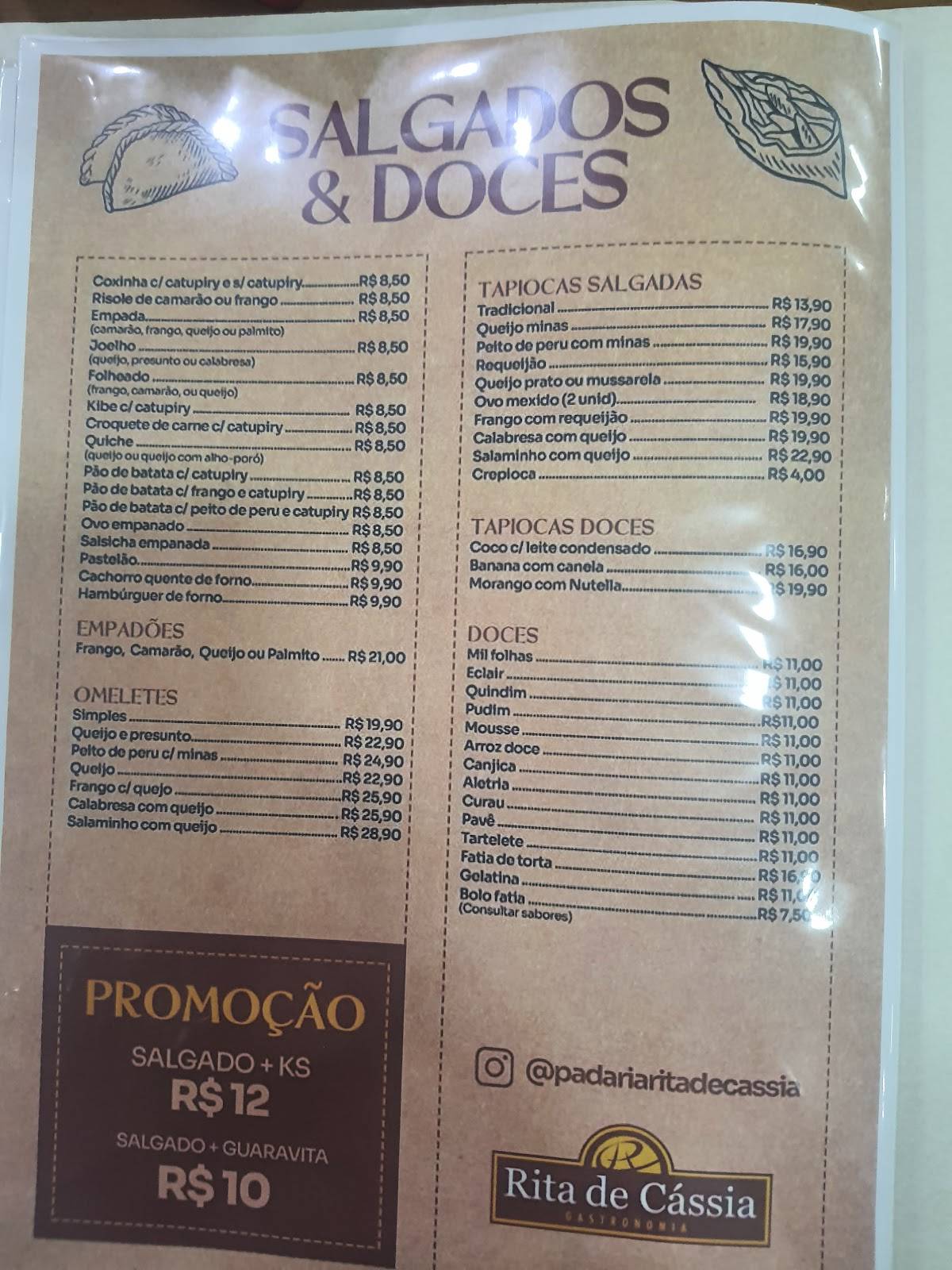 Confeitaria Rita de Cássia cardápio