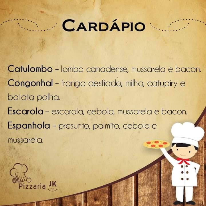 Pizzaria JK cardápio