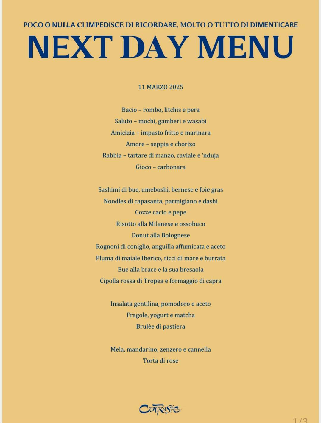 Menu di Contraste Ristorante 