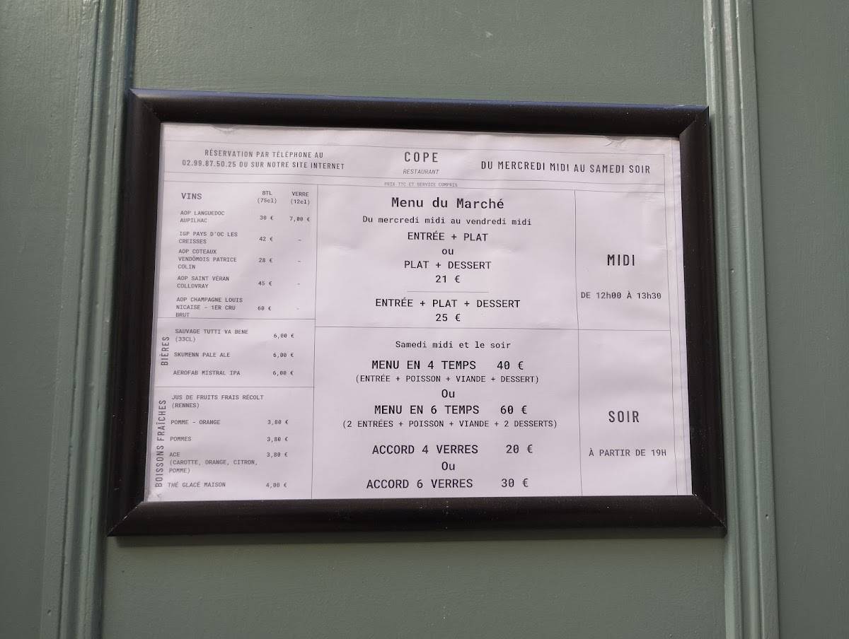 Menu de Cope